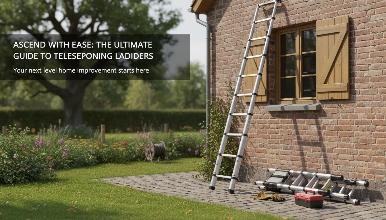 12.5ft Telescoping Ladder: One-Button Retract, Compact