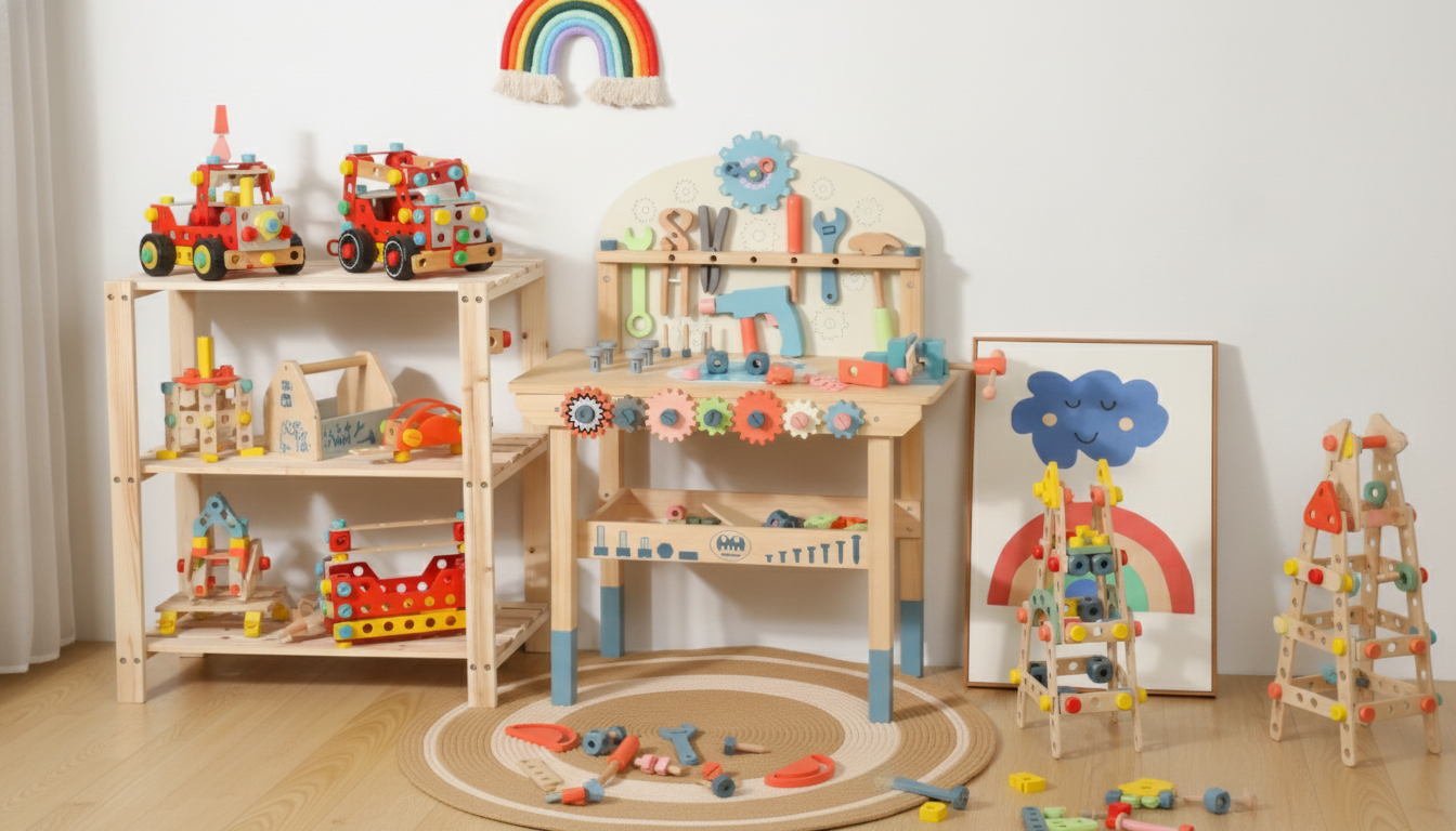 Kids Wooden Tool Bench Set: Build, Fix & Learn