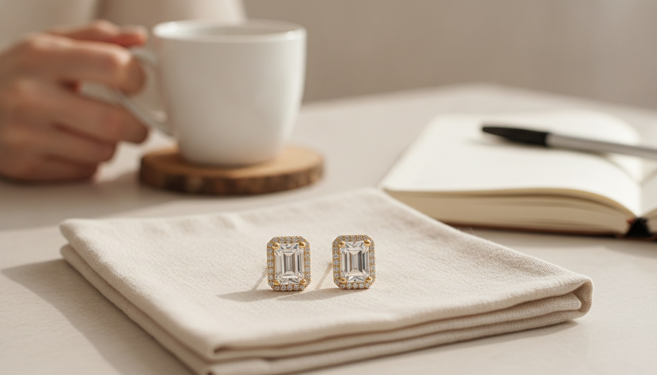 Baguette Moissanite Studs: Sleek Sparkle, Everyday Fit
