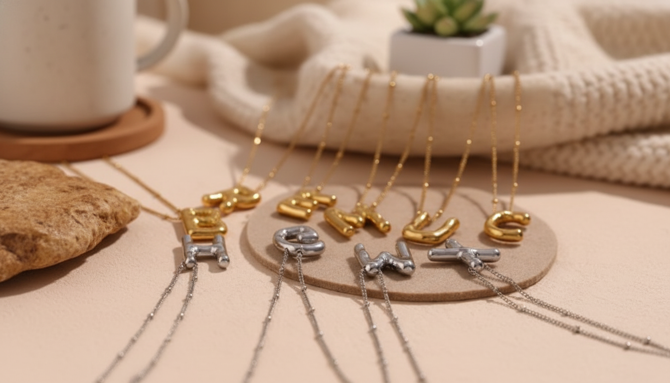 Personalized Balloon Letter Necklace: Cute Initial Style