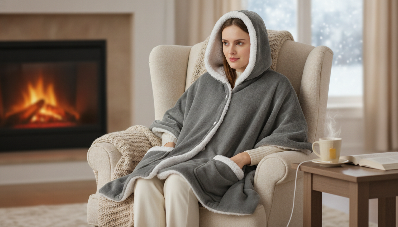 Wearable Heated Blanket Shawl: Sherpa Warmth On the Go