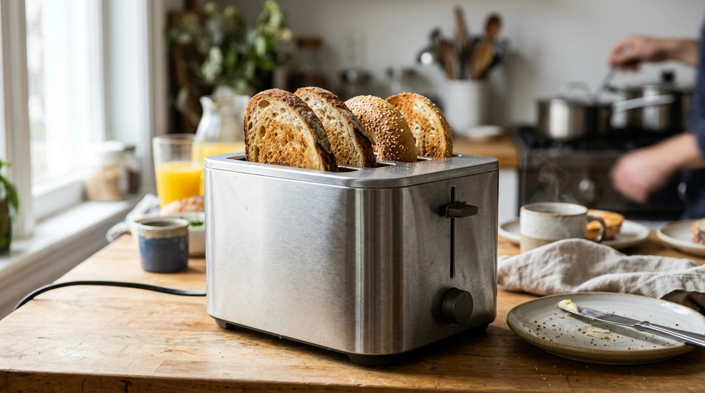 Compact 4-Slice Toaster: Extra-Wide Slots, 7 Shades