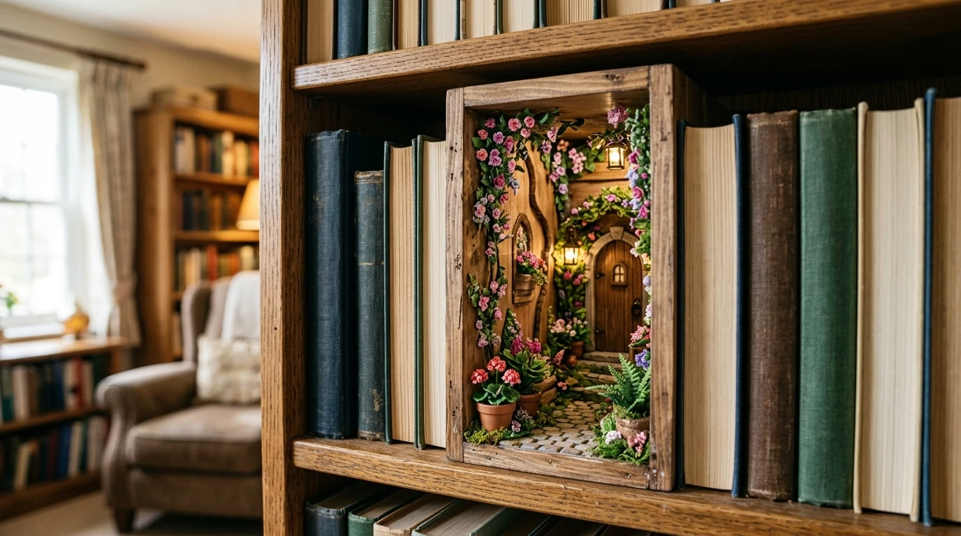 Floral Corner Book Nook DIY Kit: 3D Wooden Miniature