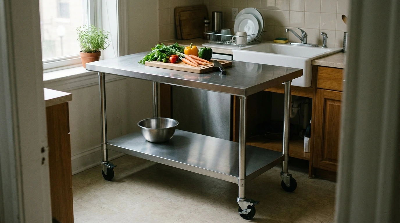 Rolling Stainless Work Table with Wheels for Fast Prep