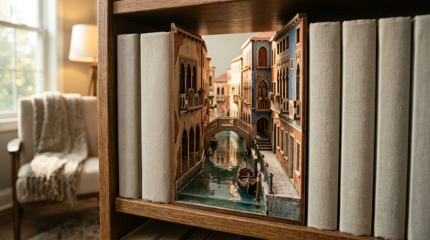 Romantic Venice Book Nook: DIY Shelf Insert Kit Guide