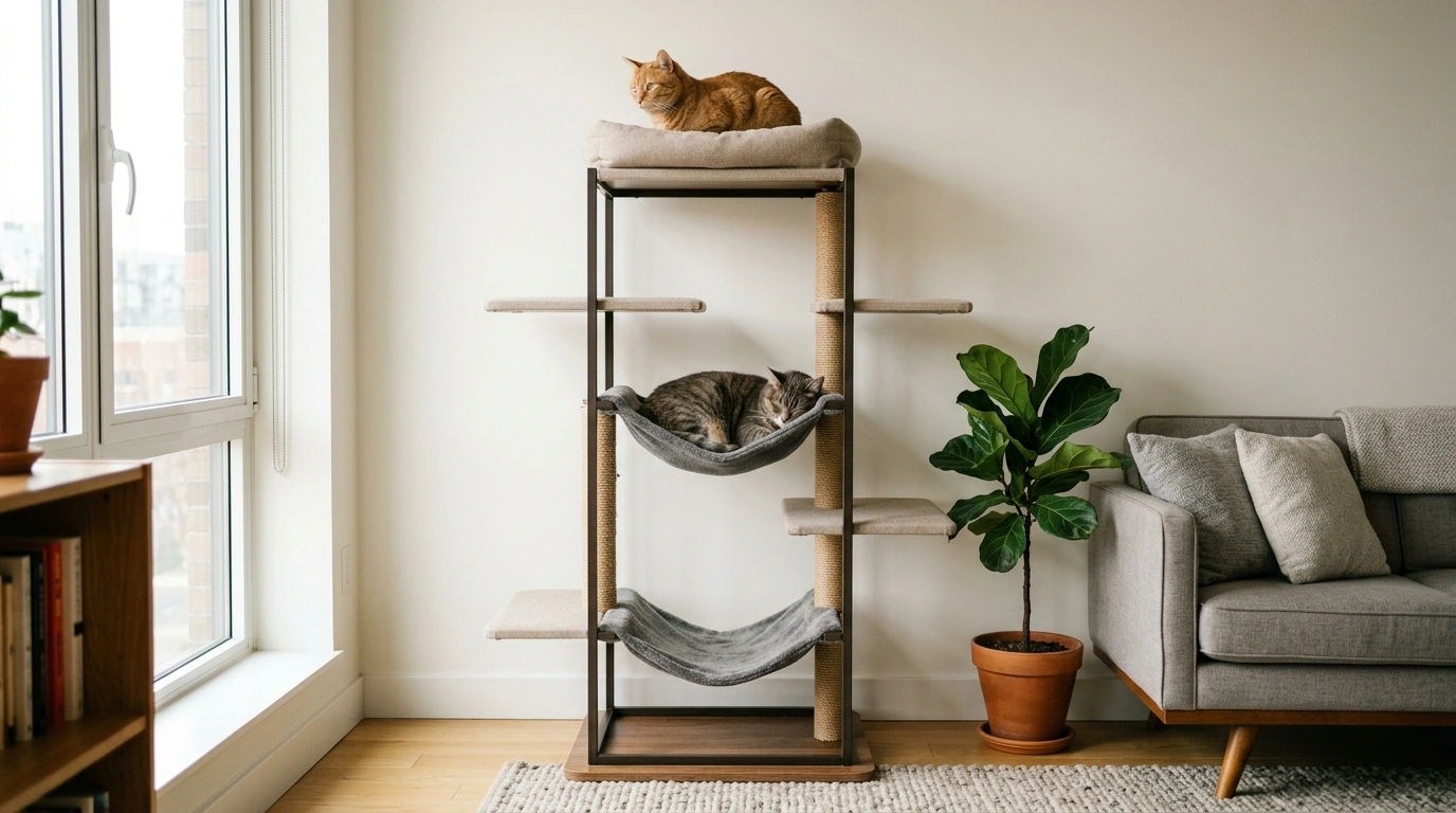 Sturdy 5-Level Metal Cat Tree for Large Cats
