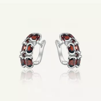 Natural Garnet 925 Silver Clip-On Earrings: Timeless Red