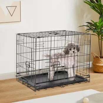 Extra Large Double-Door Wire Dog Crate with Leak-Proof Tray