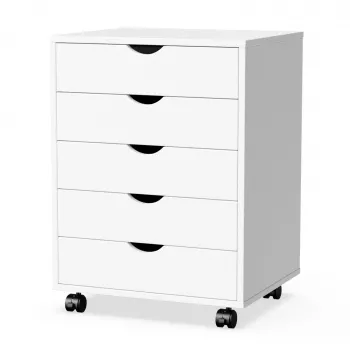 Rolling 5-Drawer Wood Nightstand: Compact Storage Cart